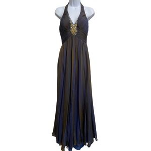 Whimsical Babydoll 100% Silk Fairy Halter Neck Formal Prom Dress 4 Gala Ball